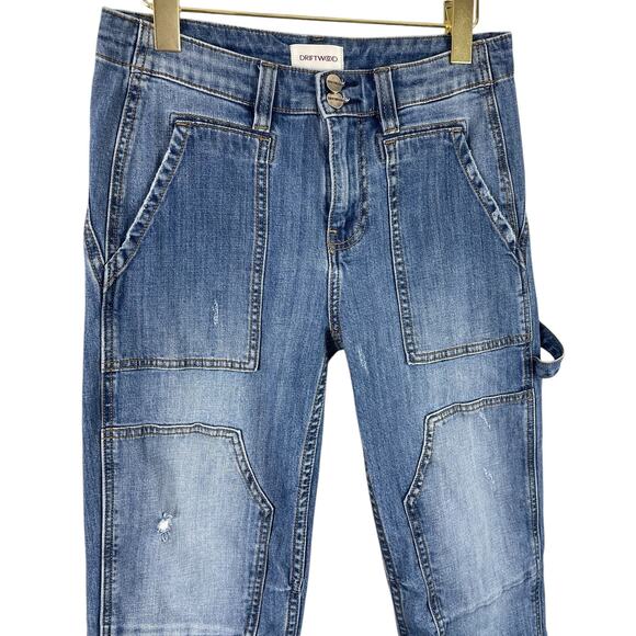 Driftwood Bodega Carpenter Jeans Distressed Cargo Utilitarian Medium Wash Sz 26 - Picture 3 of 10